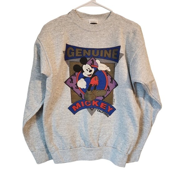 Vintage Y2k‎ Disney Mickey Mouse Gray Crewneck Sweatshirt Adult Size Large - Picture 1 of 4